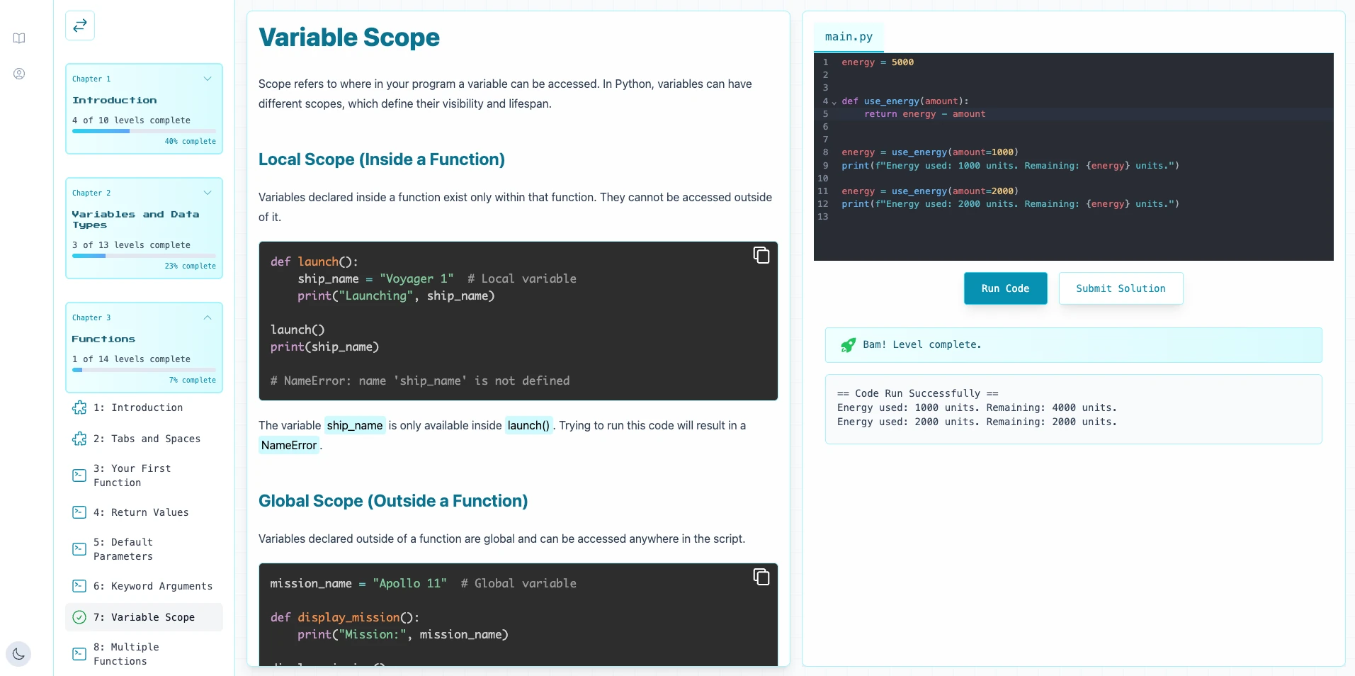 Codeling interactive coding environment